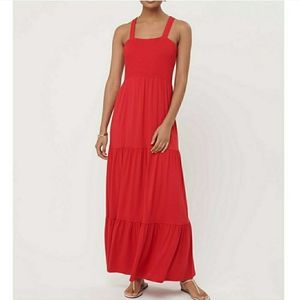 NWT, Loft, Red tired maxi dress, small
